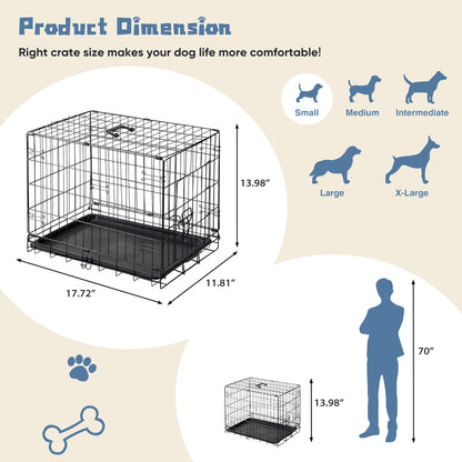 18 Inch Single Door Dog Crate Metal Pet Kennel.