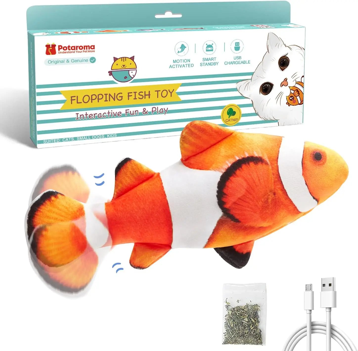 10.5 Inch Flopping Fish Cat Toy With Catnip