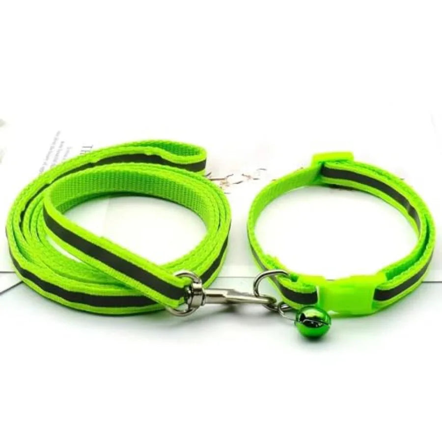 Reflective Collar and Leash Set for Cats, Small Dogs & Puppies.