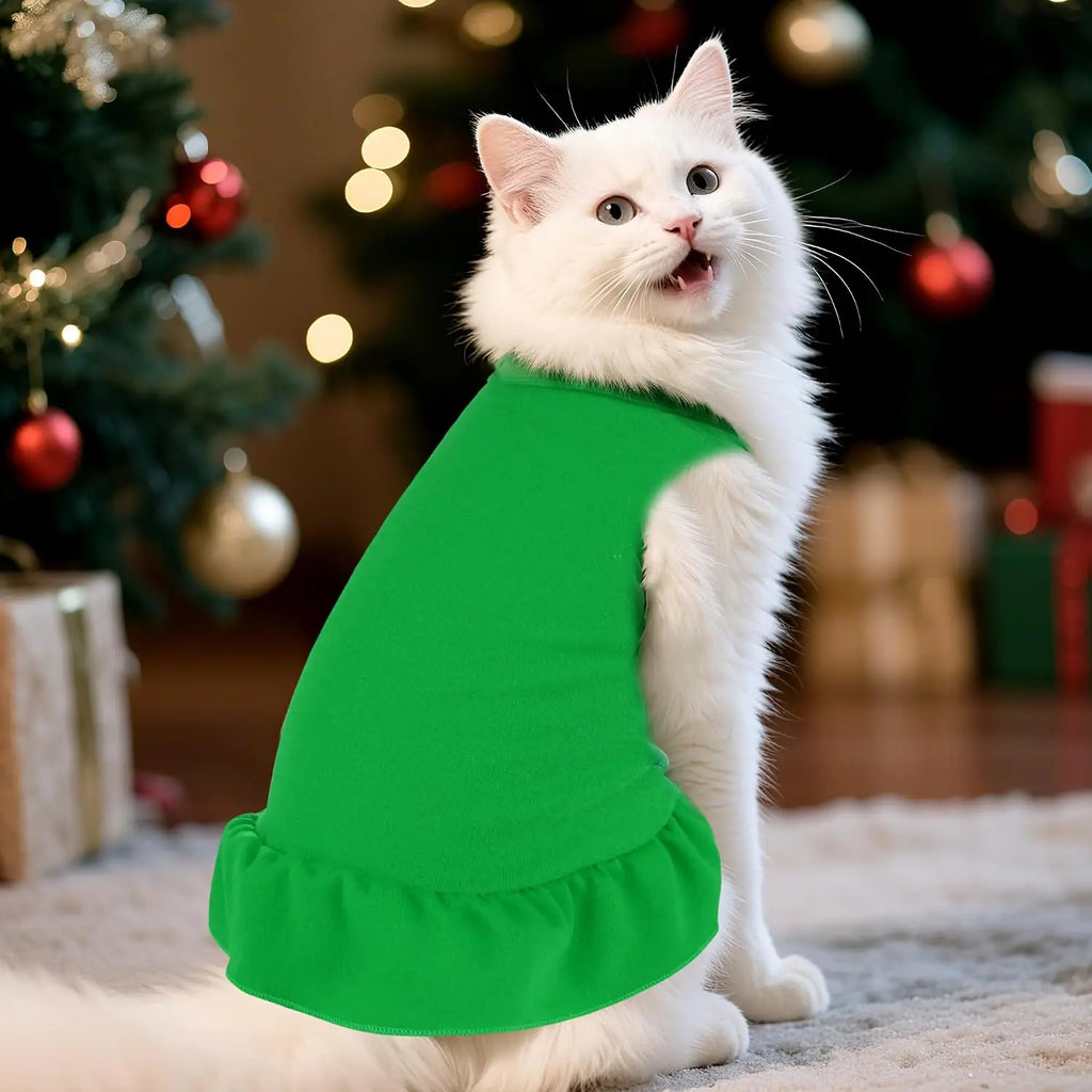 Sleeveless Solid Color Dog Dress for Small Dogs and Cats.