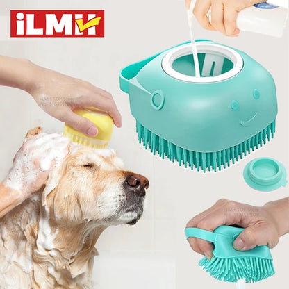 Pet Bathing Brush with Shampoo Dispenser.