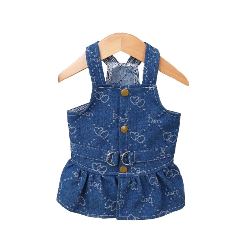 Dog Denim Dress for Small Dogs and Jeans Vest Tutu Skirts.