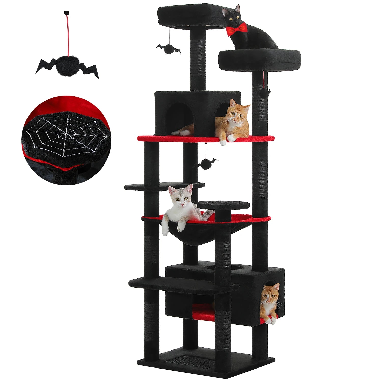 Large Cat Tree Tower Condo for Indoor Cats with Scratching Posts, Hammock, Perches and Toys.