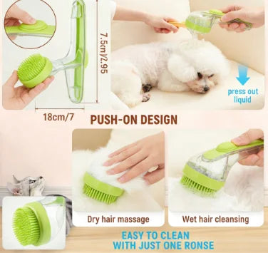 2-in-1 Shampoo Dispenser & Massage Brush for Pets.