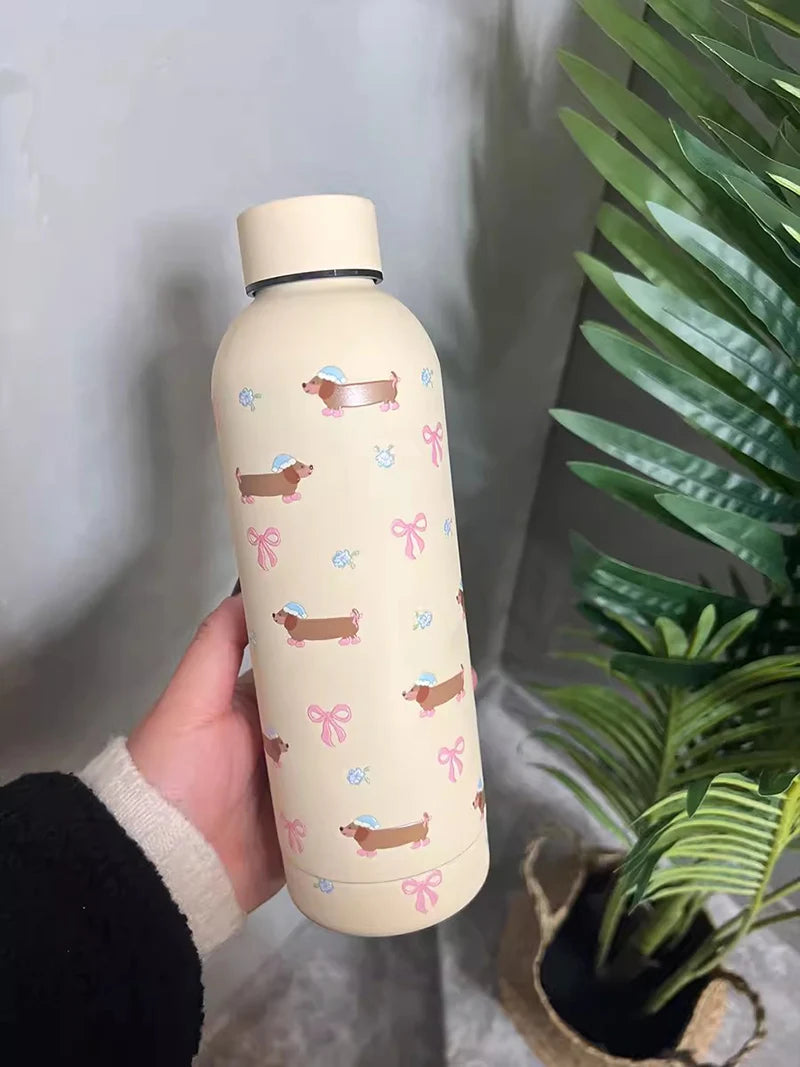 Dachshund Puppy Stainless Steel Thermos & Thermal Water Bottle.