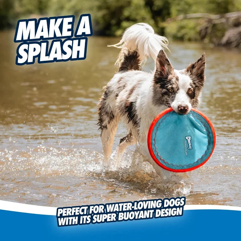 Flying Disc Dog Toy Water Floating Durable Nylon Construction with Soft Rubber Edges For Medium and Large Dogs.