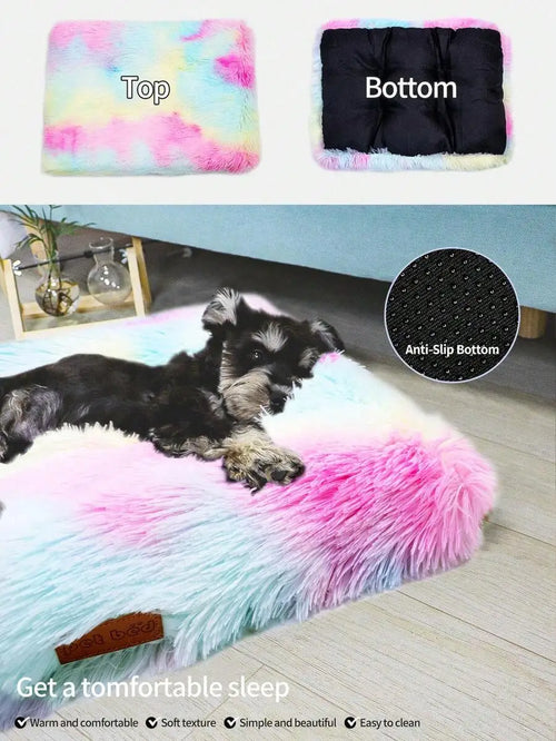 1 Piece Plush Pet Crate Bed For Dog, Anti-Slip Mat. Bed For Cat. Fluffy Comfy and Washable.