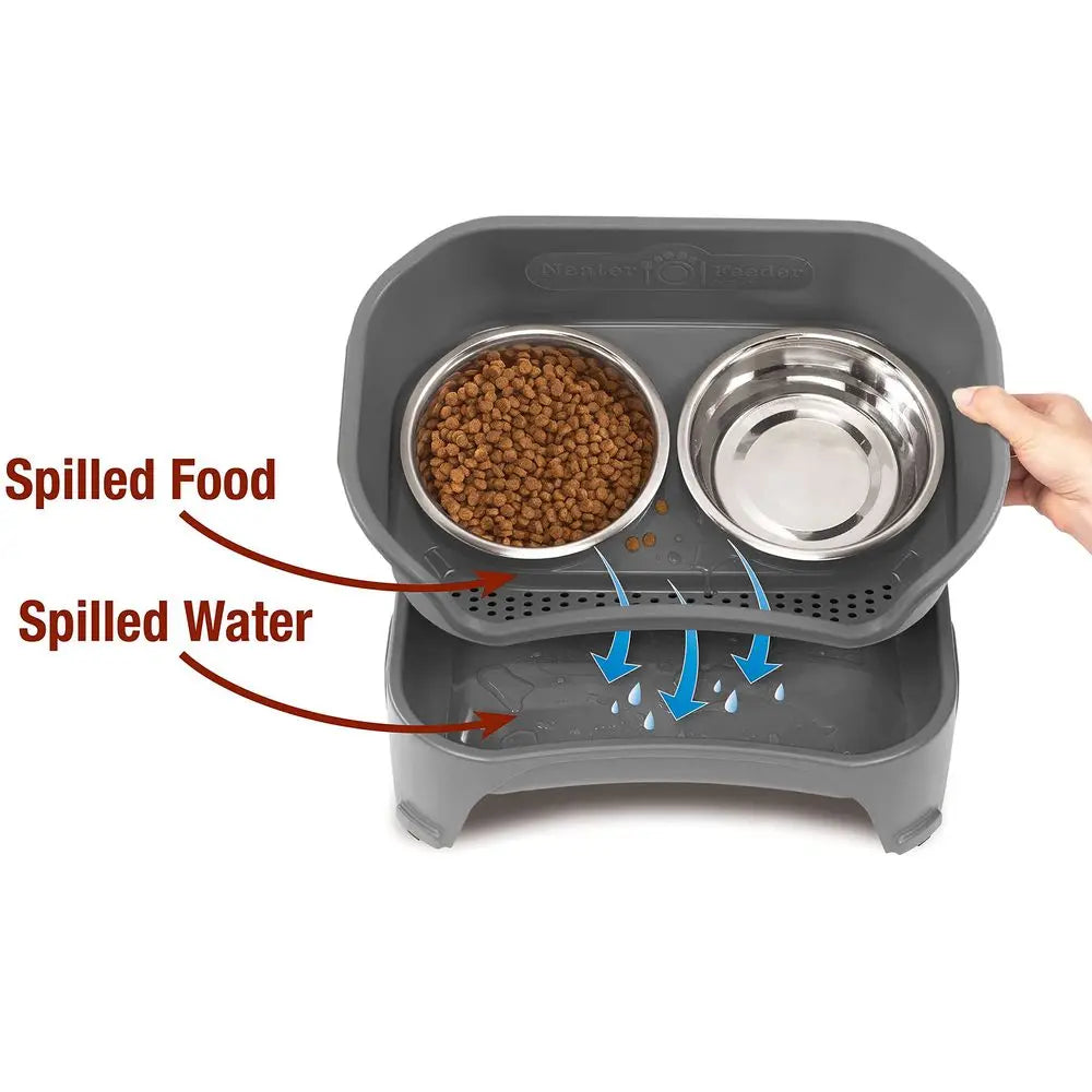 Mess Proof Dog Bowls Elevated for Medium to Large Sized Breed, Raised Dog Food Bowl Stand,