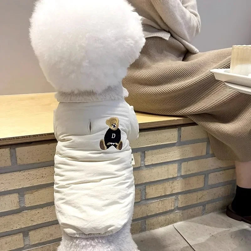Fashion Bear Print Down Jacket for Small Dogs, Puppies and Cats.