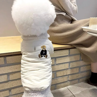 Fashion Bear Print Down Jacket for Small Dogs, Puppies and Cats.