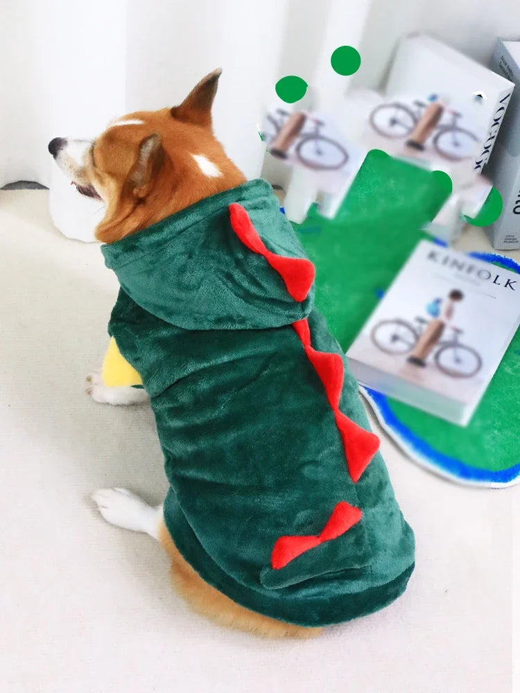 Winter Warm Dinosaur Pet Hoodie Costume XS‑4XL .