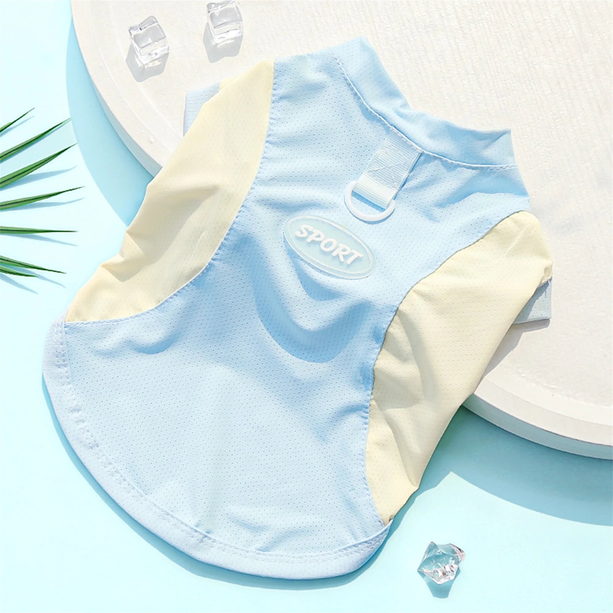 Breathable Cooling Dog T-Shirt with Ice Silk Material for Cats and Puppies - Lightweight and Soft Pet Tank Tops in Contrast.