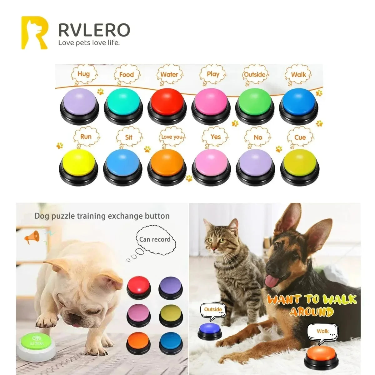 Dog Buttons Voice Recording Button for Pet Training.