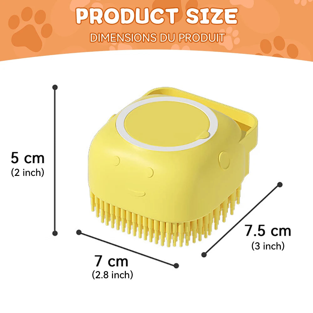 Pet Bathing Brush with Shampoo Dispenser.