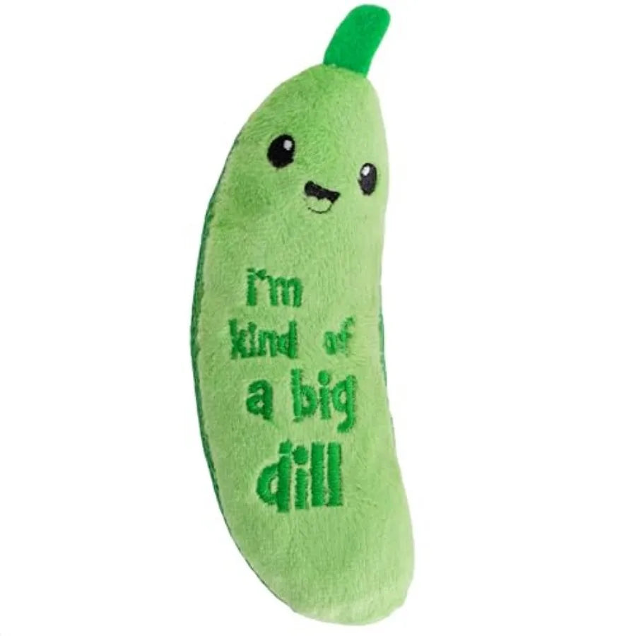 Crunchy Pickle Kicker Cat Toy.  Plush Crinkle Toy with Catnip and Dental Mesh, 6.5".