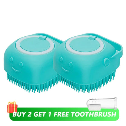 Pet Bathing Brush with Shampoo Dispenser.