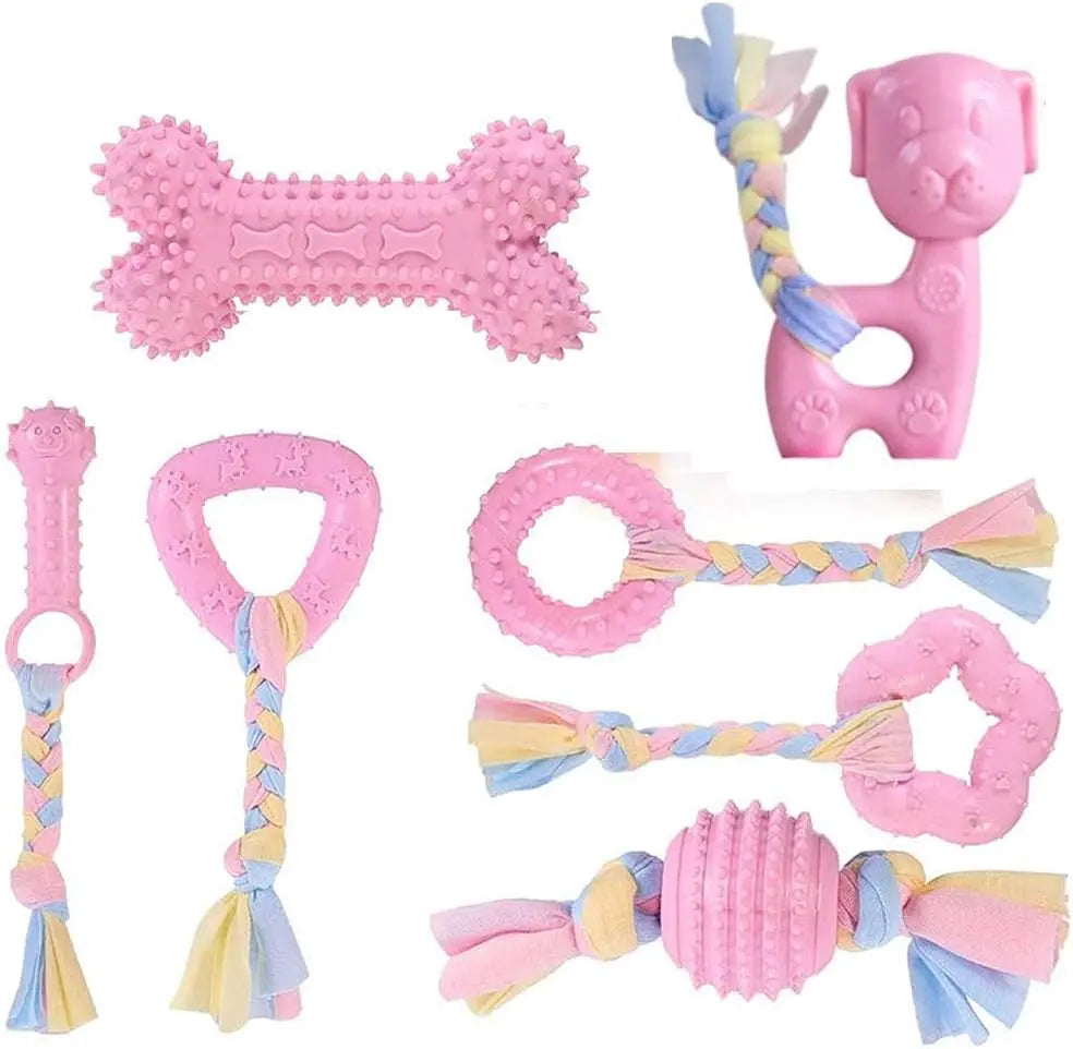 Durable Squeaky Dog Chew Toys - TPR Non-Toxic Puppy Teething Bones, Various Shapes to Satisfy Chewing Instinct.