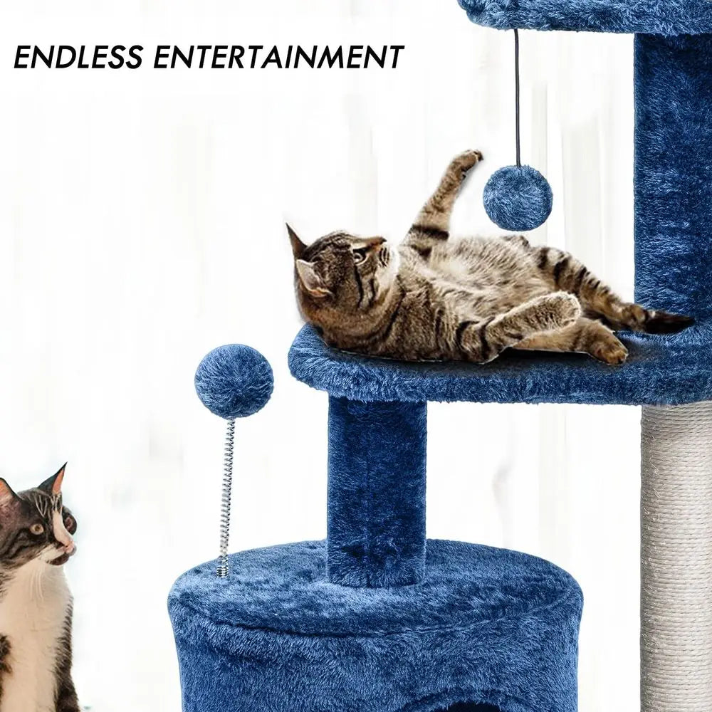 Small Blue Cat Tree for Kittens, 33.5 Condo with  Scratching Post.