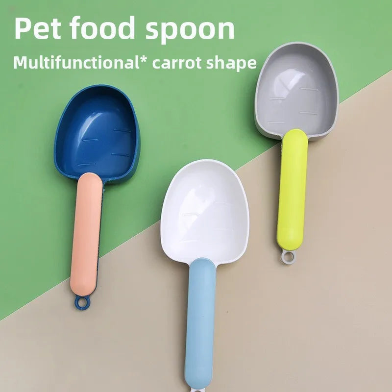 Pet Food Shovel with Sealing Bag Clip.  Handle Has Clip Built into it. For Dog and Cat Dry Food.