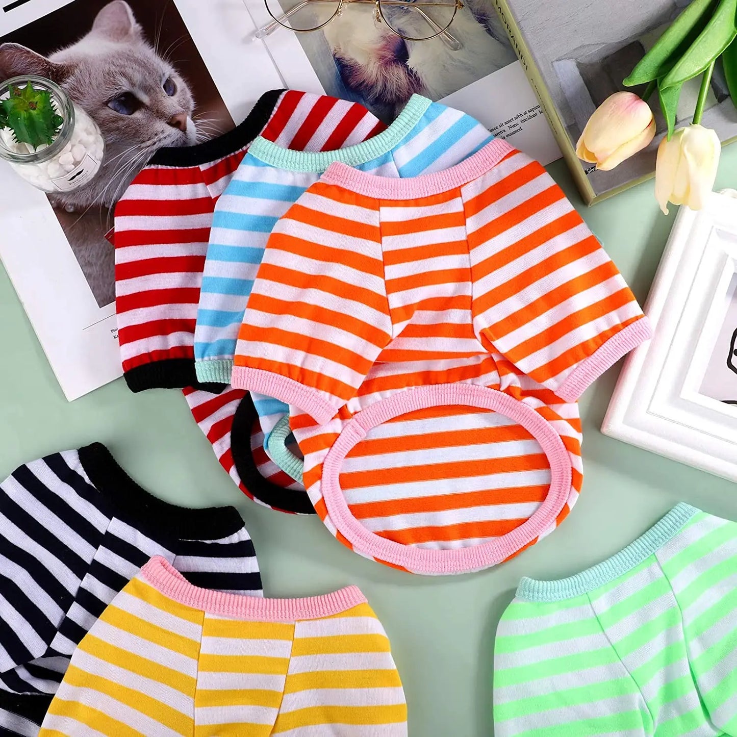 Stripe Dog T-shirt for Small & Medium Dogs, Cats and Puppies.