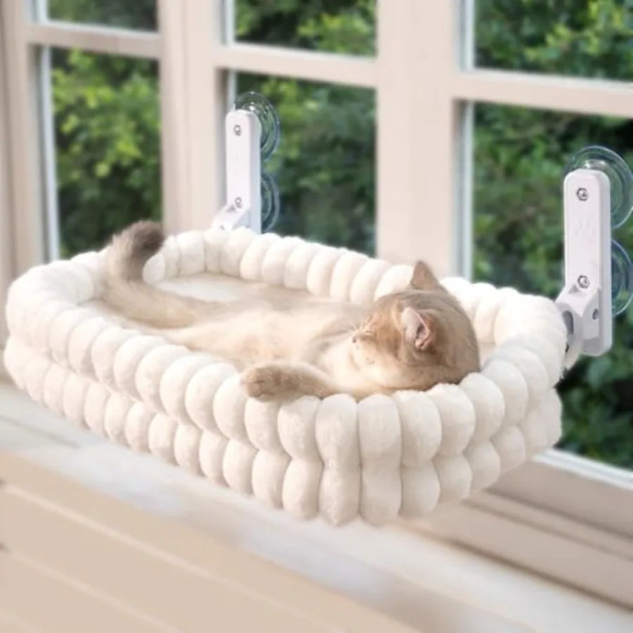 Window Perch for Indoor Cats.  Hammock for Window with Reversible Cushion,  Foldable Cat Window Bed for Cats and Kittens.