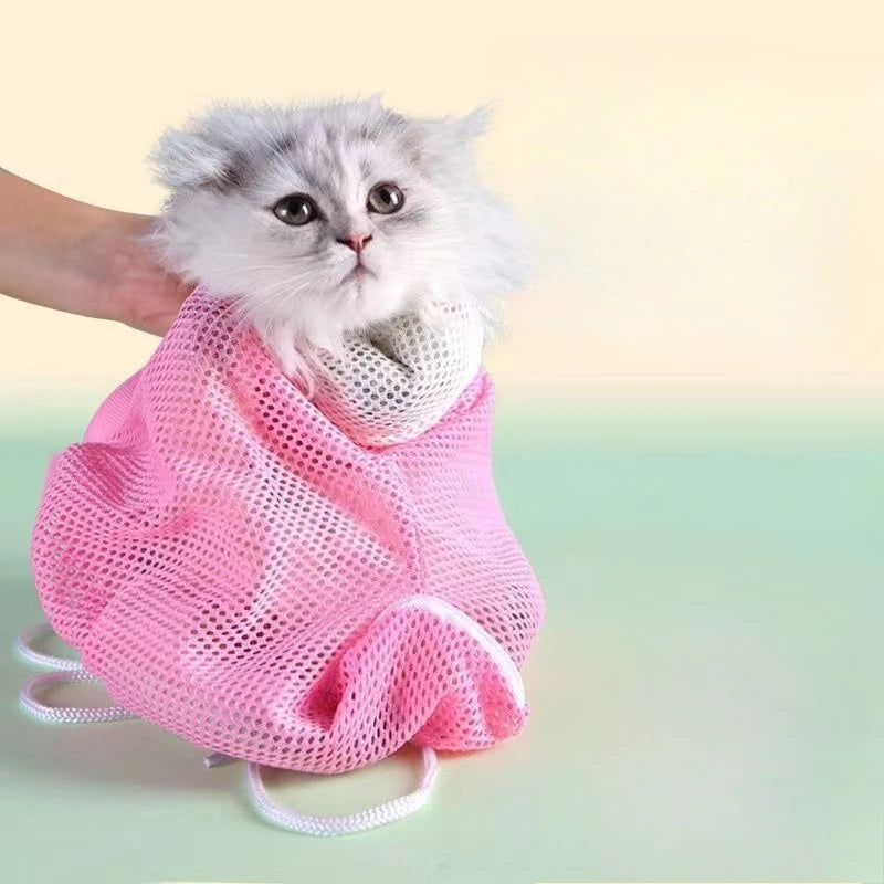 Mesh Cat Grooming Bath Bag Kitten Washing Bag.