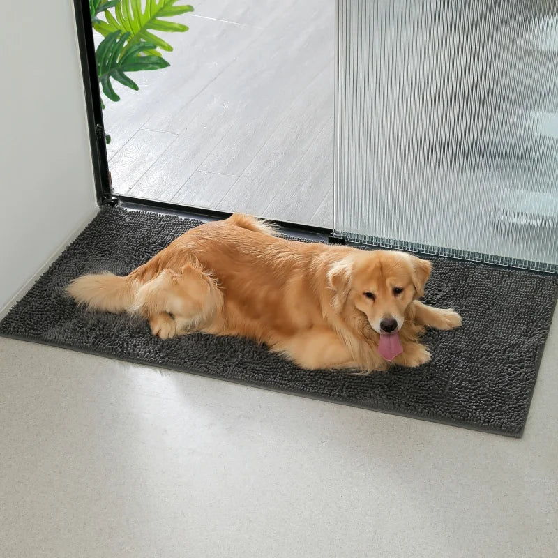 Dog Door Mat For Muddy Paws, Absorbs Moisture and Dirt, Absorbent Non-Slip Washable Mat. Quick Dry Microfiber.