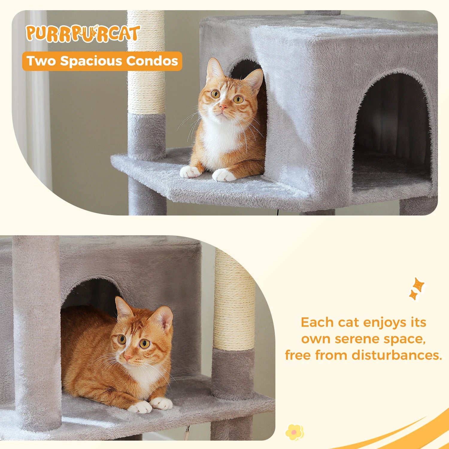 Tall Cat Tree Tower with Hammock, Condo House, Scratching Posts, Perch, Furniture and Cat Toys for Indoor Cats.