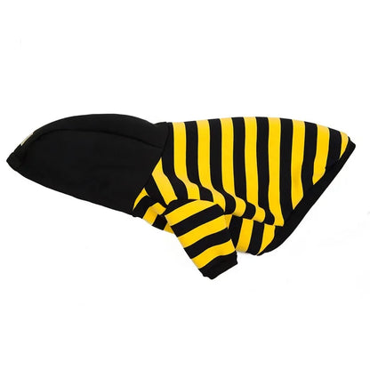 Striped Winter Cotton Dog Coat with Hoodie for Small Dogs and Puppies.