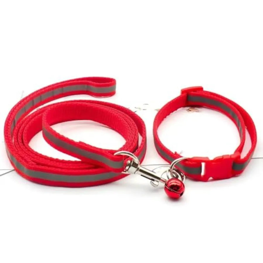 Reflective Collar and Leash Set for Cats, Small Dogs & Puppies.