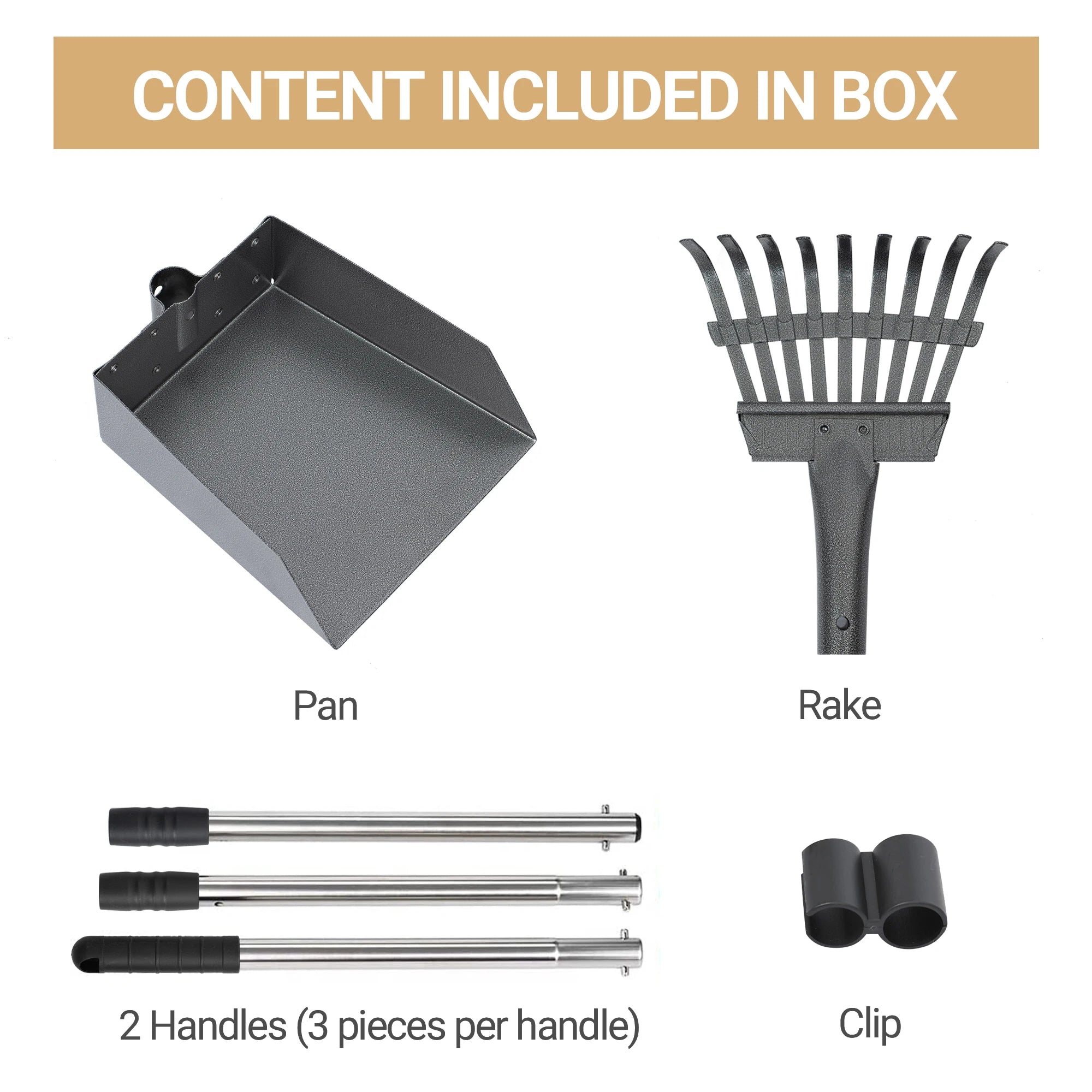 Dog Pooper Scooper, Dog Poop Tray and Rake Set.