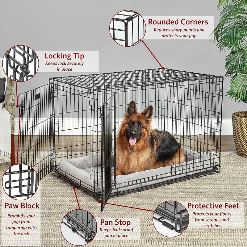 Folding Dog Crate-Large Breeds Heavy-Duty with Divider Panel.