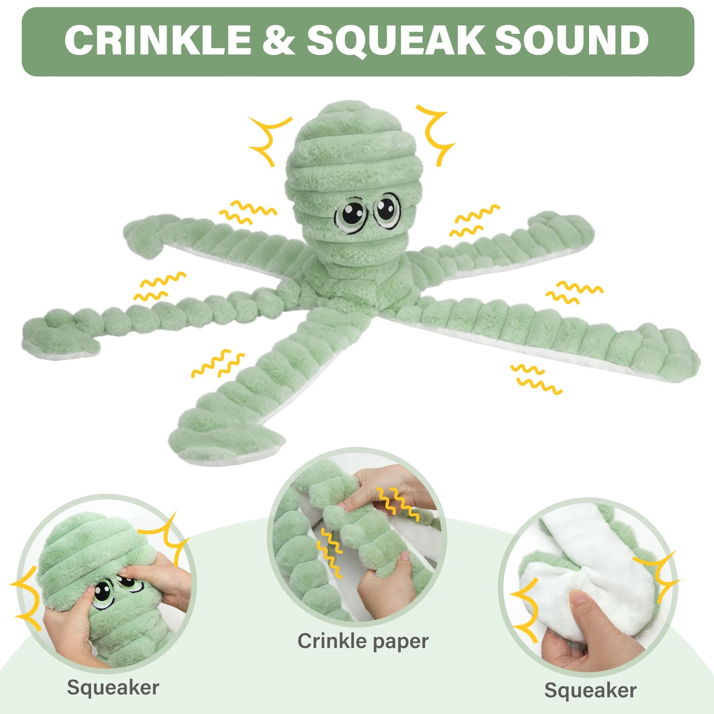 Octopus Pet Grinding Teeth Squeaky Plush Toy.                                , Chewing Toy For Dog Interactive Supply, Animal Pet Toy For Small Medium Dog