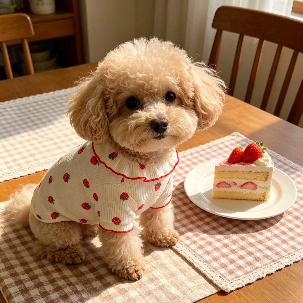 Strawberry Print Small Dog or Cat Summer Dress.