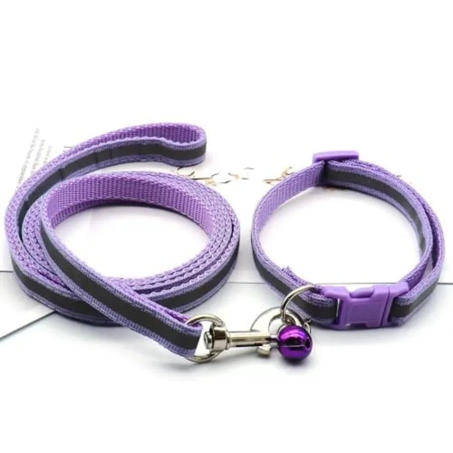 Reflective Collar and Leash Set for Cats, Small Dogs & Puppies.