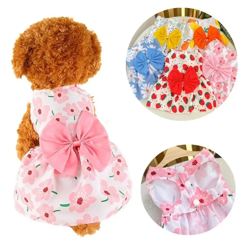 Spring Summer Dog Princess Dress.  Cute Pet Skirt Dog Dress with a Bow Lace.      for Small Medium Puppy