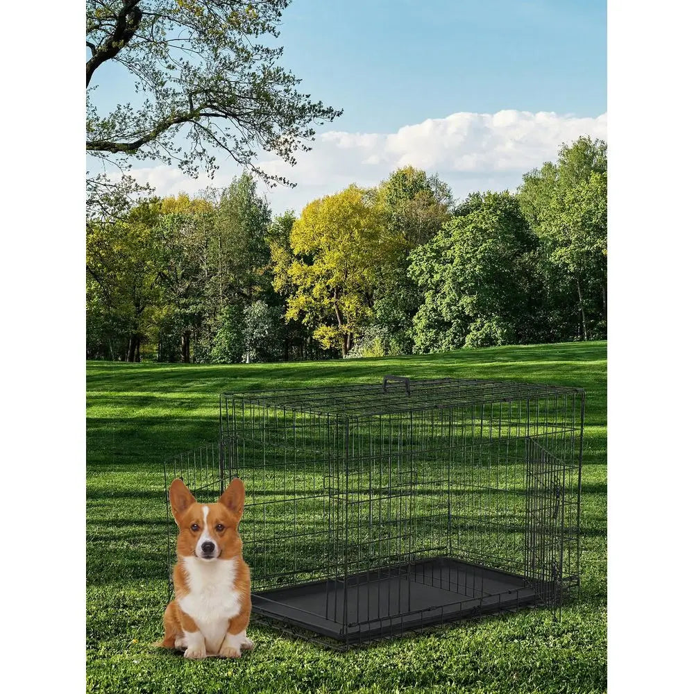Dog Crate, 36"  Metal Wire Large Dog Cage.  Double Door Folding Dog Kennel With Divider Panel.
