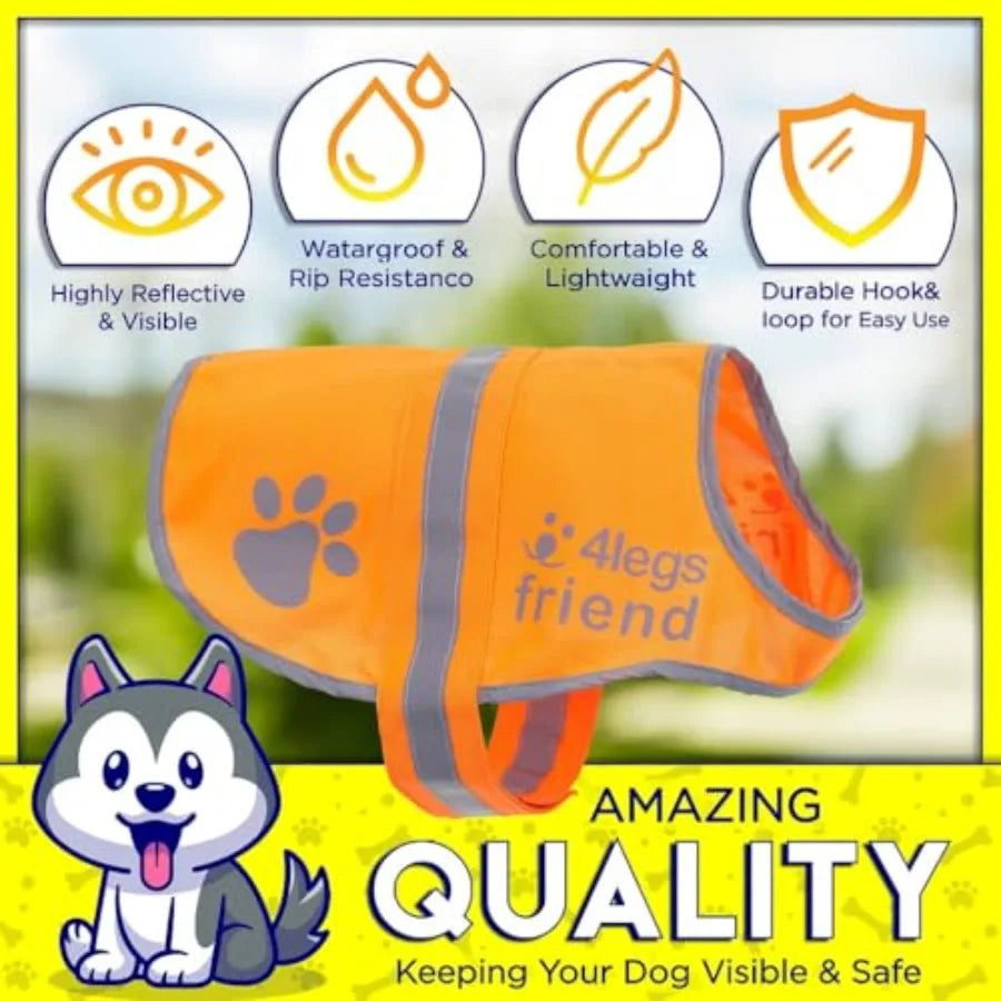 Reflective Blaze Orange Dog Vest with Hi-Visibility and Waterproof,