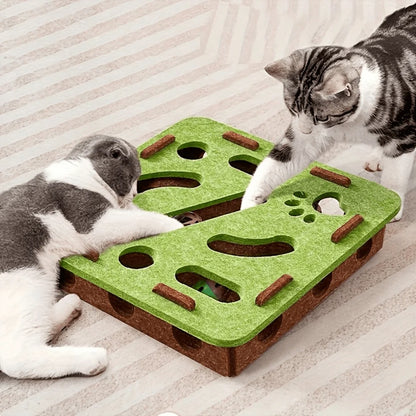 Interactive Cat Toy, Puzzle Toy With Maze Tunnel & Bell Ball.