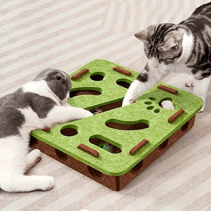 Interactive Cat Toy, Puzzle Toy With Maze Tunnel & Bell Ball.