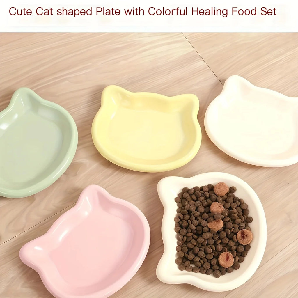 4-Color Pet Bowl Cat Food Dish. Home Use Pet Bowl.