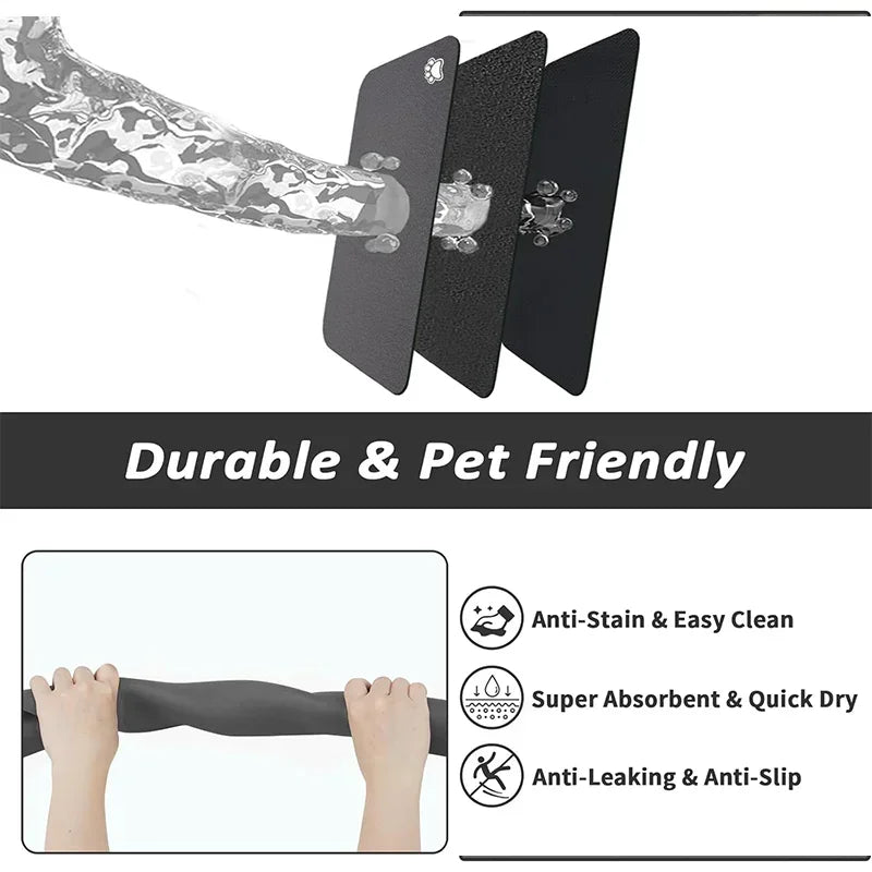 Absorbent Pet Feeding Mat for Dog and Cat Food and Water.