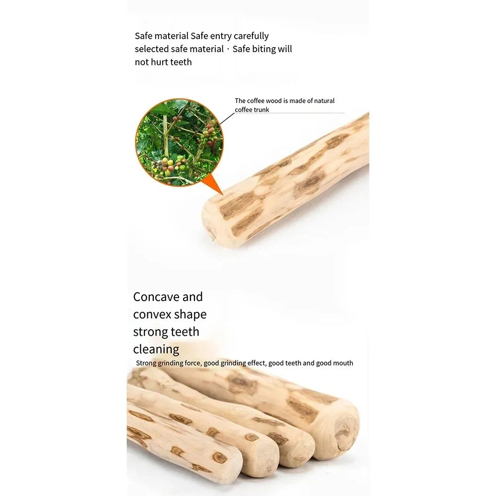 Natural Coffee Wood Dog Chew Toys,  Long Lasting Chewable Sticks.  Relieves Stress for Dogs and May Be Given to Puppies also.