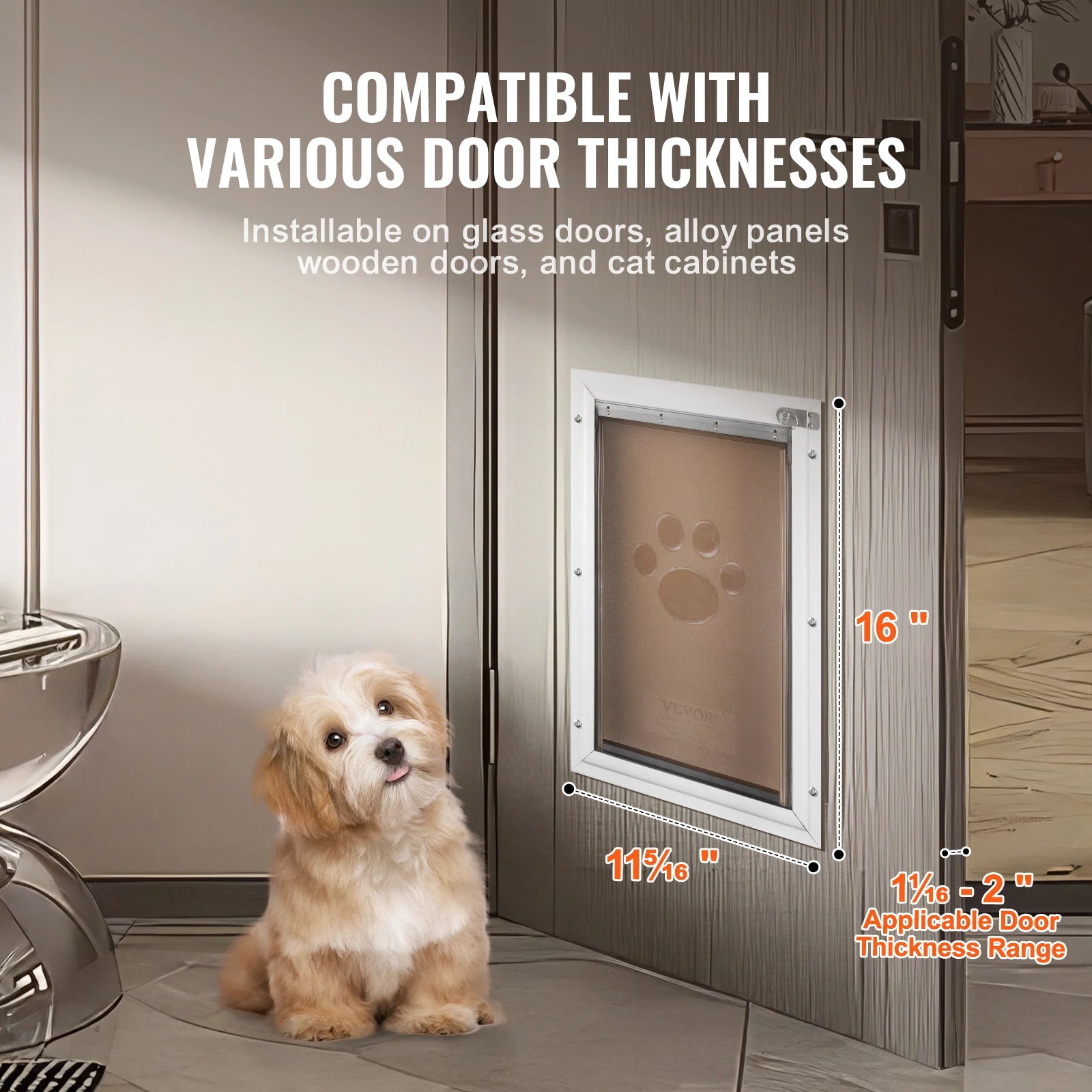 SucceBuy Pet Door Aluminum Frame with Lock and Flap System Weatherproof Doggy Door for Interior or Exterior.