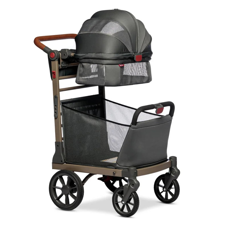 2026 New Pet Foldable Cart - Luxury & Dog Stroller with Large Shopping Basket, Cup Holders, . For Small Dogs or Cats (20 lb.).  Stroller has brakes.