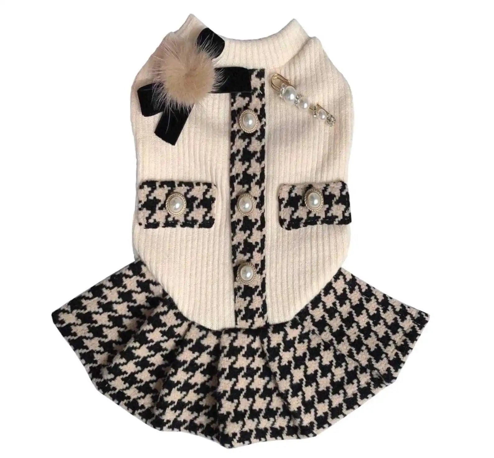 Knitted Pet Princess Dress for Dogs and Cats.  Dress for Small Dog, Puppy and Kitten.  Perfect for Spring and Autumn.
