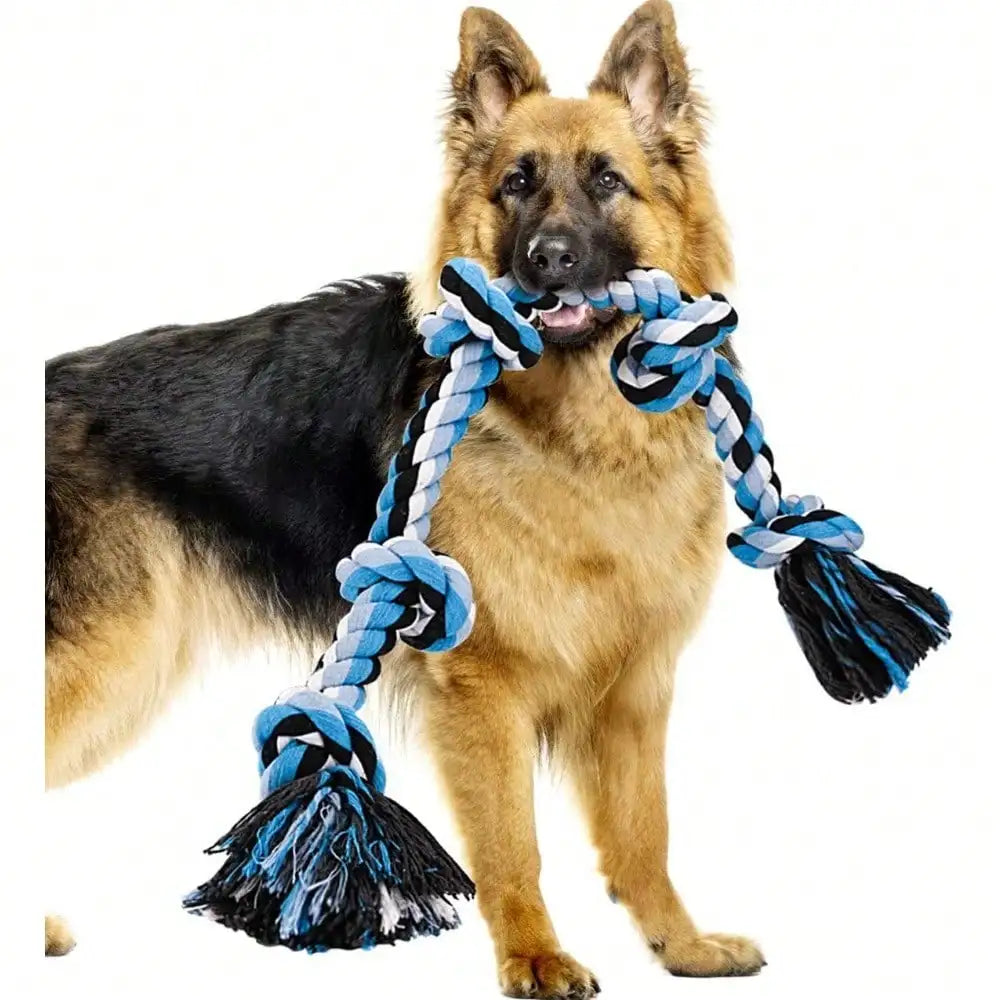 Tough Twisted Rope Toy With 5 Knots for Aggressive Chewers, Interactive Heavy Duty Toys For Medium and Large Dogs.