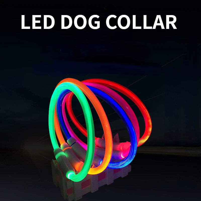 LED Pet Luminous Collar USB Charging Collar for Dog and Cat.