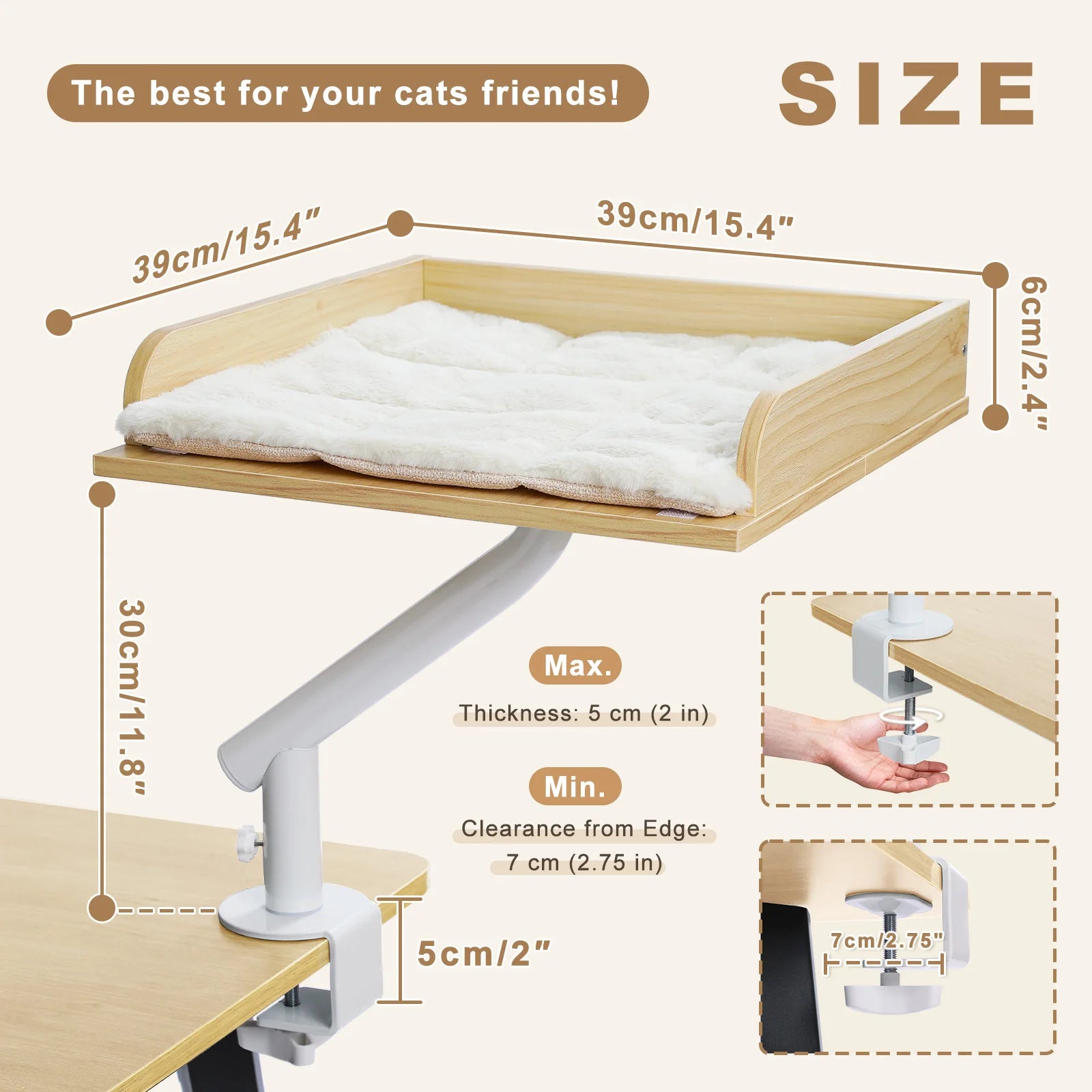 Cat Desk Bed, 360° Rotatable Cat Bed Stand for Indoor Cats.