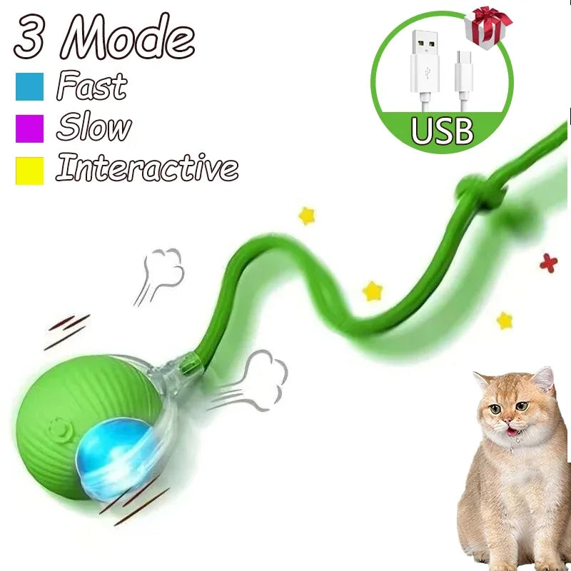 2Pcs Cat Ball Auto Rolling Ball Rechargeable Toy.